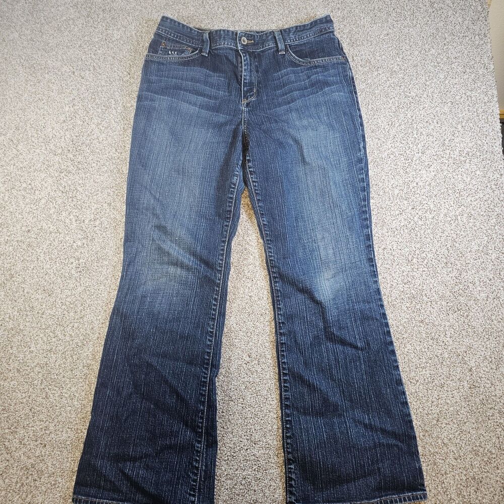 Eddie Bauer Womens 31 Bootcut Denim Blue‎ Jeans Dark Wash Natural Fit